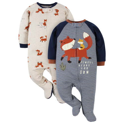 Gerber Baby Neutral Sleep N Play Footed Pajamas, 2-Pack, Sizes Preemie - 6/9 Months