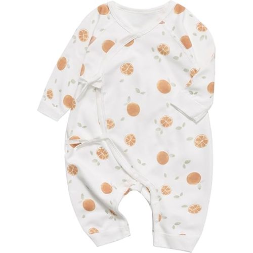 Organic Cotton 0-6M Unisex Newborn Baby Sleepers Pajamas | Ultra Soft, Gender Neutral, Double-Layer Belly Cover, Breathable, Footless, No Shrinking Fading or Pilling Wash After Wash
