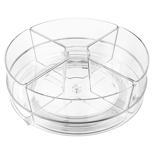 Lazy Susan Organizer, 9 inch Rotating Storage Organizer with 4 Removable-Bins,Turntable Organizer for Fridge, Kitchen, Vanity, Cabinet