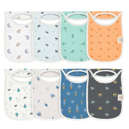 8-Pack Hallo Drool Bibs - Cosmo print