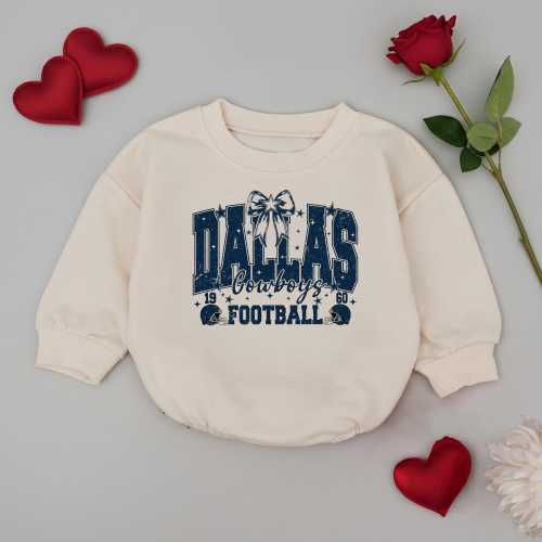 Cowboy Coquette Bow Baby Romper, Cowboy, Football Coquette Bow, American Football Baby Outfit, Coquette Bow Game Day Gift, Touch Down