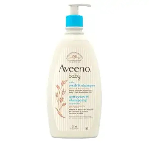 Aveeno Baby Daily Moisture Gentle Baby Body Wash and Shampoo with Oat Extract, 2-in-1 Baby Wash and Hair Shampoo, Tear-Free, Paraben-Free for Sensitive Skin and Hair, Lightly Scented, 18 Fl Oz
