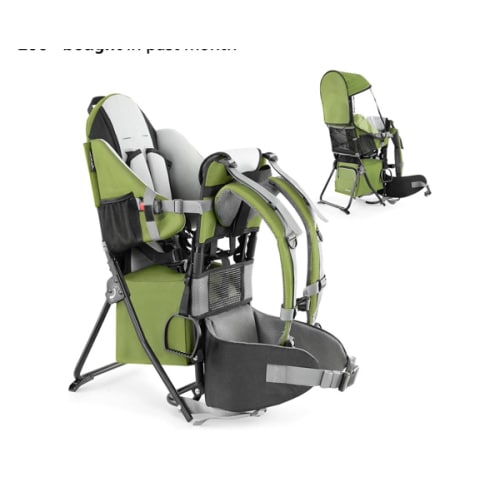 besrey Baby Backpack Carrier, Toddler Hiking Backpack with Safety 3-Height Seat, Adjustable Straps&Waist Belt, Foldable Frame Lightweight Large Capacity Child Carrier for Hiking (Army Green)