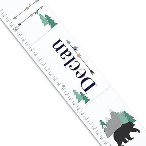 Personalized White Growth Chart | Mountain Bear | Measuring Stick | Measurement Ruler
