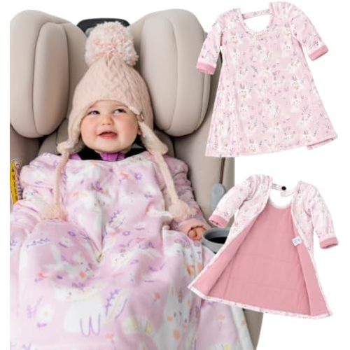 Buckle Me Baby Cozier Car Seat Blanket, Quilted Wearable Blanket with Sleeves, Ultra-Soft & Breathable