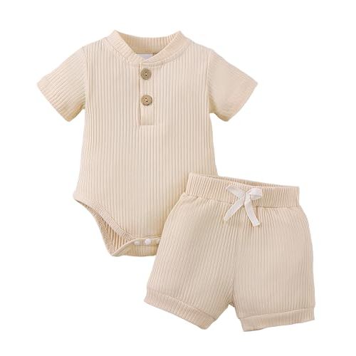 Jecson Newborn Boy Clothes Baby Boy Outfits Set Baby Boy Summer Clothes Soft Cotton Short Sleeve Top and Shorts for 0-18M