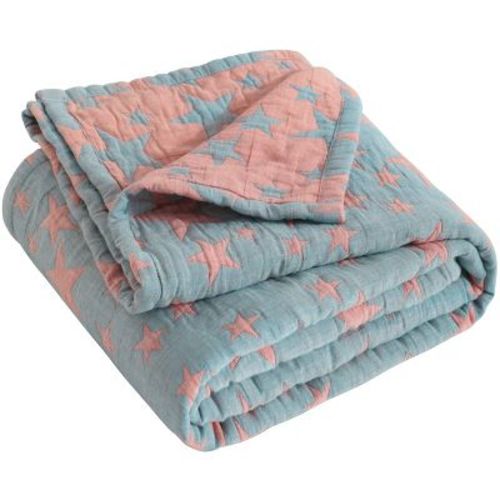 3 Layer Muslin Cotton Toddler Blanket, Super Soft and Warm Crib Blanket, 30x40 Inches, Red-Blue Star - NTBAY