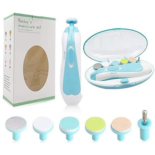 Baby Nail Trimmer File with Light Safe Electric Nail Clippers Kit for Newborn Infant Toddler Kids Toes and Fingernails Care, Polish and Trim Battery Operated (AA)