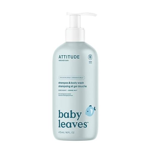 ATTITUDE 2-in-1 Shampoo and Body Wash for Baby, EWG Verified, Dermatologically Tested, Vegan, Good Night, 16 Fl Oz
