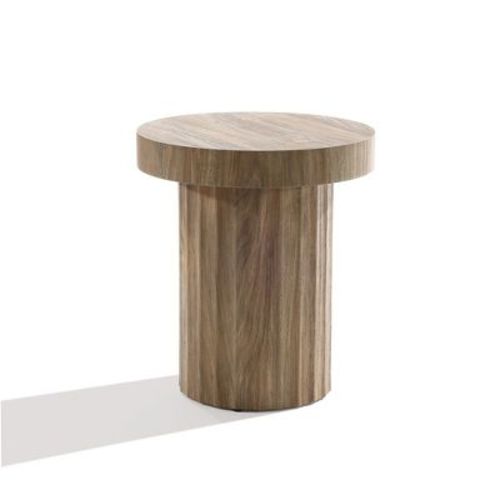 LuxenHome Wood Round Side Table, 17.7'' Dark Oak Fluted Accent End Table, Mid-Century Modern Small Coffee Table, Nightstand for Living Room Brown