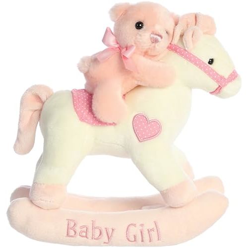 Aurora® Melodious Musicals! Baby Girl Rocking Horse™ Baby Stuffed Animal - Musical Entertainment - Engaging Play - Pink 11 Inches