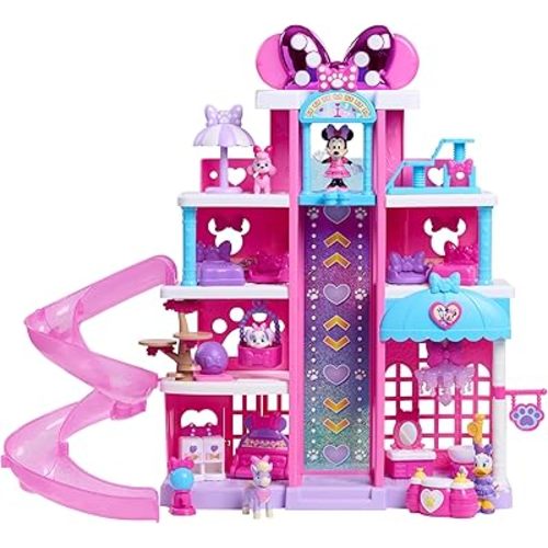 Disney Jr. Minnie Mouse Pet Hotel Playset, 23-Piece Hotel Set, 20 Inch Tall Playset, Ages 3 and Up