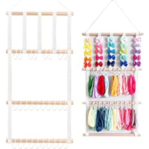 Amazon.com: UKYLIN Headband Holder Hair Bows Organizer for Girls, Baby Hair Bow Holder Hair Clips Organizer with 30 Pcs Plastic Hooks for Room Wall, Door or Closet (White2) : Baby