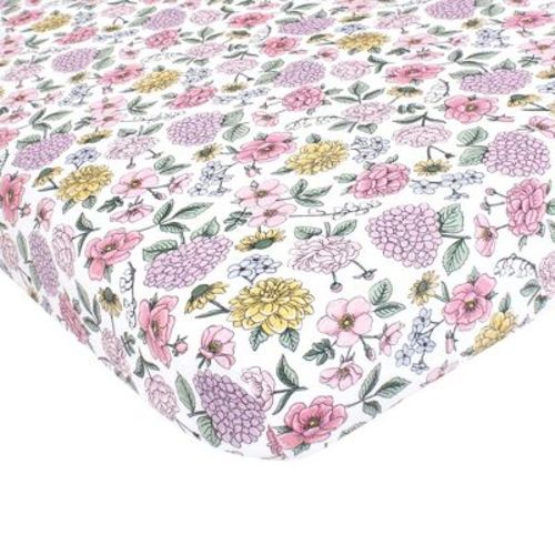 Hudson Baby Infant Girl Cotton Fitted Crib Sheet, Vintage Blossom, One Size