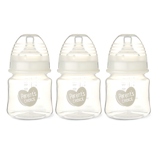 Parent's Choice 5 fl oz Slow Flow Wide Neck Bottles, 0+ Months, 3 Count