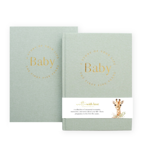 Baby Memory Book with Keepsake Box - Pregnancy to 5 Years - Sage Green – Written With Love