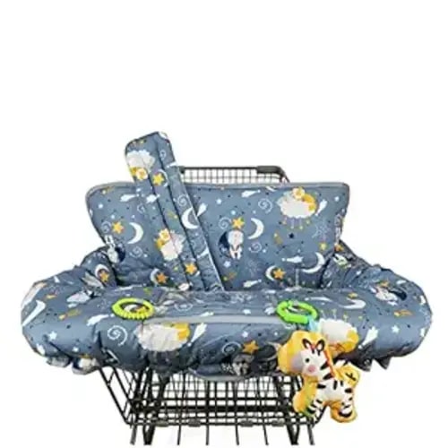 Shopping cart Cover, cart Cover for Babies, Padded high Chair Cover, Split Reversible seat Cushion, Cell Phone Pouch, Collection Pocket, Neutral for boy or Girl