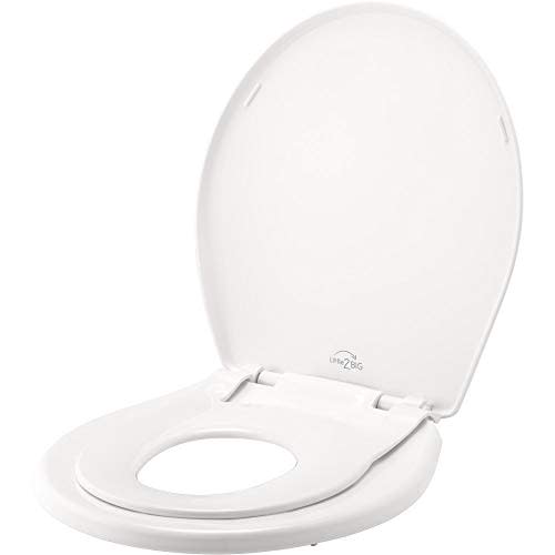Little2Big Toilet Seat with Built-In Potty Training Seat, Slow Close, Durable Plastic, ROUND, White