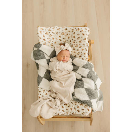 Green Checkered Plush Blanket – Mebie Baby