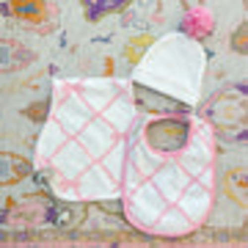 Burp Me Bib - Belle Meade Bow with Pier Party Pink