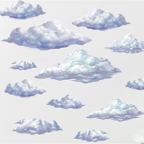 Create-A-Mural Sky Cloud Wall Decals Beautiful Cloud Wall Stickers Girls Wall Art Stickers for Bedroom Peel and Stick Kids Room Decor Nursery Toddler Teen Decorations Playroom Birthday Gift