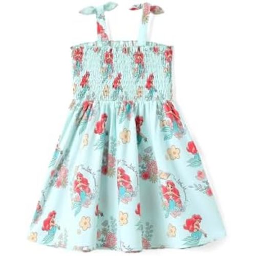 Disney Princess Frozen Elsa Minnie Stitch Toddler Girl Dress Bow Tie Straps Smocked Summer Outfit Birthday Party Clothes 2-9Y