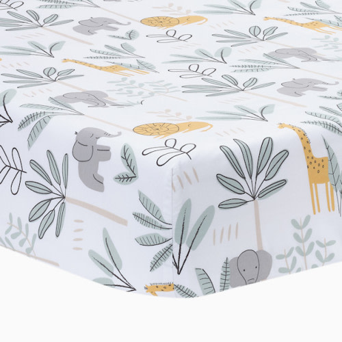 Cotton Fitted Crib Sheet - Jungle Adventure