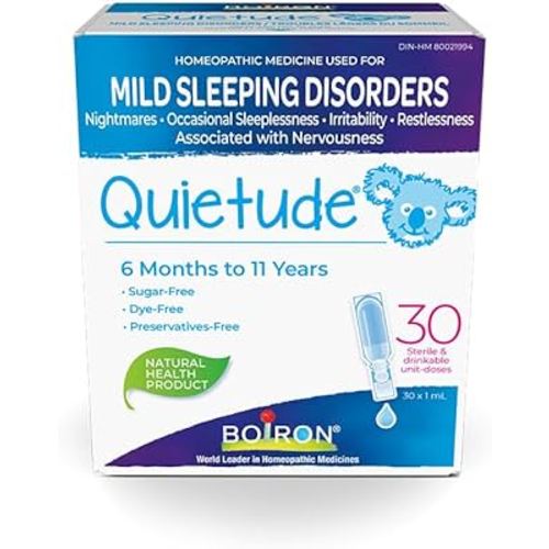 Boiron Quietude, 30 Unit-Doses (1 ml Each), Children's Homeopathic Medicine for the Relief of Mild Sleeping Disorders, Irritability, Restlessness Associated with Nervousness