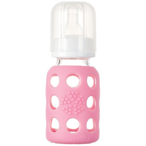 Lifefactory Glass Baby Bottle - 4 oz - Pink