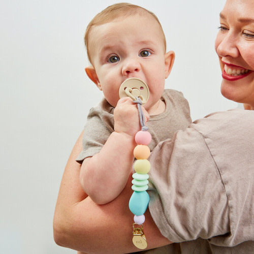 *Exclusive Rainbow Sherbet Pacifier Clip - January Moon | Maisonette