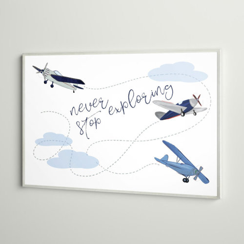 Jaylynn Never Stop Exploring Airplanes Decorative Plaque Framed Art | Wayfair