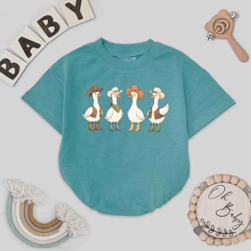 Western Cowboy Goose Baby Romper, Funny Farm Animal Outfit, Cute Country Baby Bodysuit, Gender Neutral Infant Gift, Rustic Baby Clothes