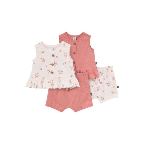Sleeveless Peplum Tops and Shorts Set, 6-9M