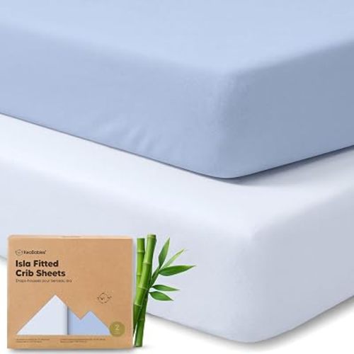 KeaBabies 2-Pack Baby Crib Sheets for Boys, Girls, 52x28 Fitted (Blue Flax)