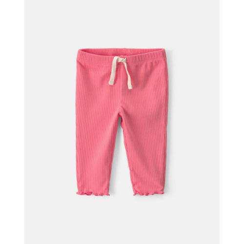 Baby Girl Pull-On Ribbed Leggings - Coral | Carter's