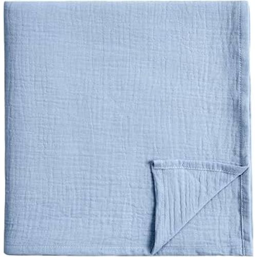 Meracorallo Muslin Swaddle Blanket, 100% Cotton Receiving Blanket Soft and Breathable Swaddle Wrap for Baby Boys and Girls, Placid Blue