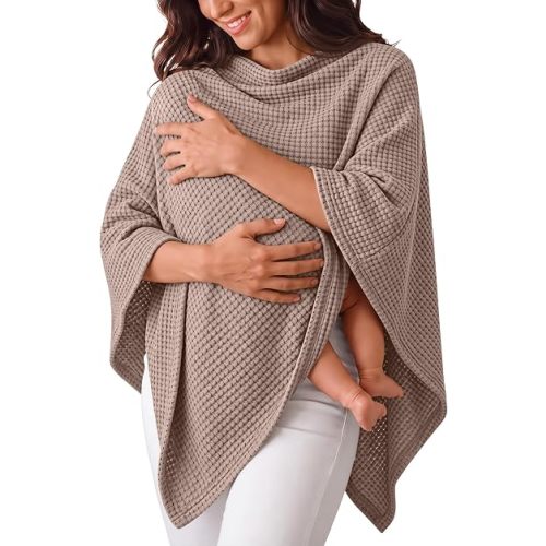 Women Nursing Cover for Breastfeeding Nursing Poncho Taupe