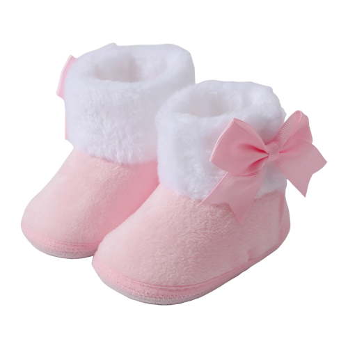 NOLDARES Baby Boys Girls Cozy Fleece Boots with Non Skid Bottom Warm Winter Socks Slippers(Pink,0-3 Months)