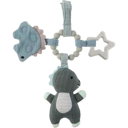 Stephen Joseph, Travel Toy for Stroller, Rattle and Teether Car Seat or Activity Gym, Features Gentle Rattle, Heart and Star Rings with Crinkle Shape, Dino