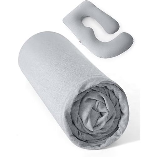 Momcozy Cooling Cover for Pregnancy Pillows, U-Shaped Full Body Maternity Pillow for Side Sleepers 57 Inch - Support for Back, Hip, Belly, Legs for Pregnant Women, Pillowcase Only