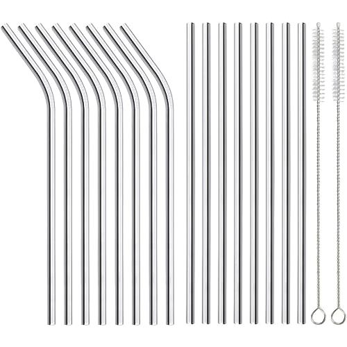 16 Pack of Reusable Stainless Steel Metal Straws