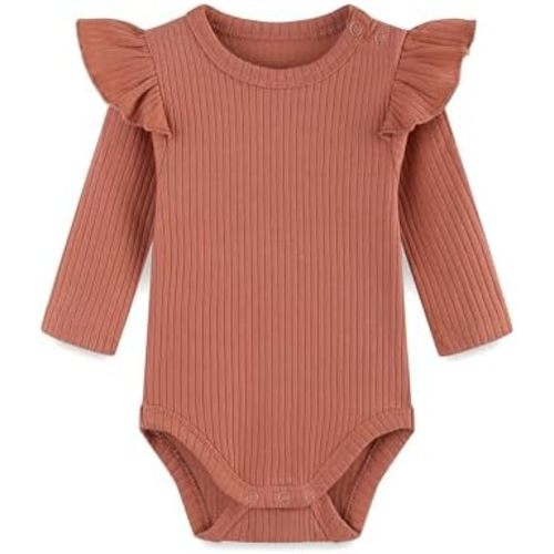 FITFID Pod® | Knit Ribbed Ruffle Long Sleeve Romper