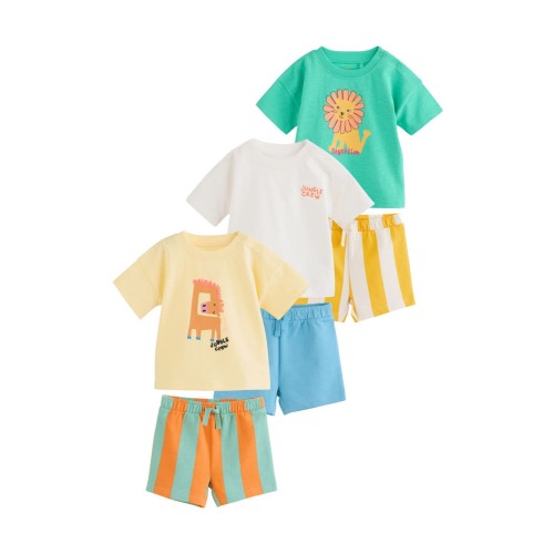 6-Pack Bright Graphic T-Shirts & Assorted Shorts Set