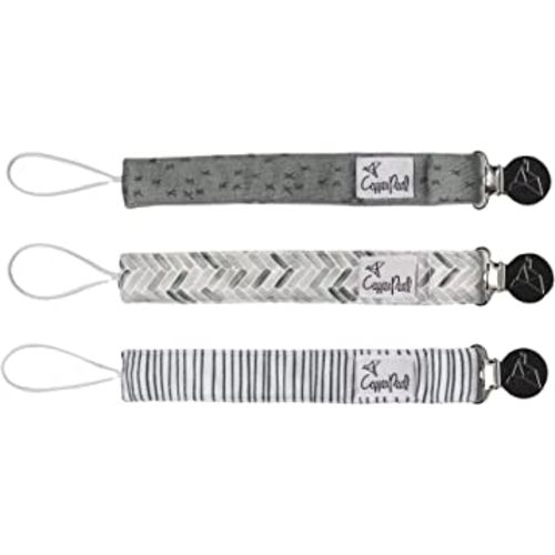 Copper Pearl Pacifier Clip 3-Pack: Premium Knit Binky Clips for Baby Girls and Boys - Stylish Stainless Steel Pacifier Holder Clip - Baby Pacifier Clips for No More Floor Drops - Alta