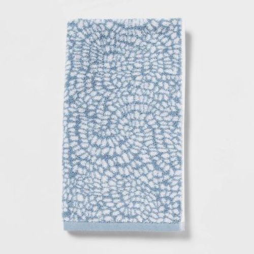 Performance Plus Hand Towel Light Blue Geo - Threshold™: Cotton Jacquard, Fade-Resistant, 550 GSM