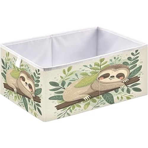 YETTASBIN Sloth Rectangular Storage Bin, Large Foldable Storage Basket Toy Clothes Organizer Bin for Shelf, Closet, Nursery, Bedroom, Office, Home Decor