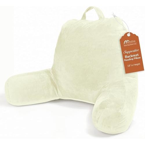 Sasttie Reading Pillow for Bed, Back Pillow for Sitting Up, Cream
