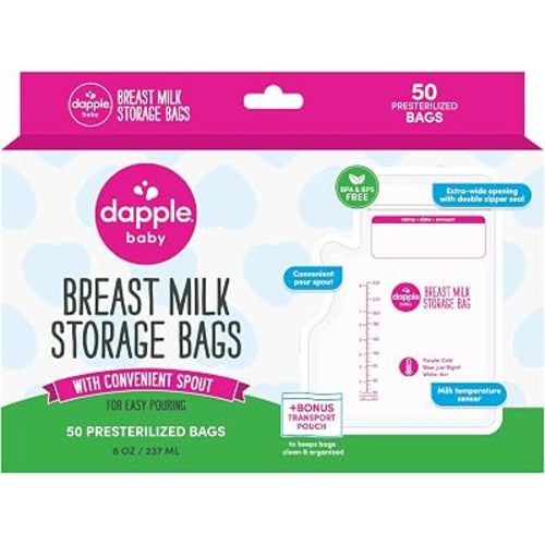 Dapple Baby - Breast Milk Storage Bags with Pour Spout - 8oz, 100ct