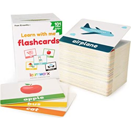 LearnWorx Toddler Flash Cards - 101 Baby Flash Cards - 202 Sides - Learn Objects, Numbers & Play Games - Toddler Learning Educational Toys - 12 Months to 3 Years