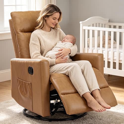 OLIXIS Recliner Chair, 360 Swivel Rocker Recliner Chair for Adult